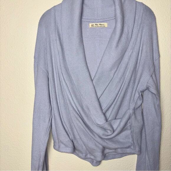 We the Free Hold Me Close Pullover sweater Women's Medium Sky Blue Purple - Picture 9 of 16